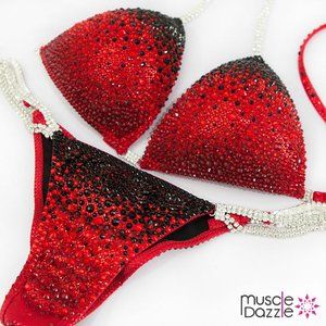 Muscle Dazzle Red and Black Competition Bikini (CB289)